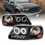 AmeriLite Black Projector Headlights CCFL Halo for Ford F-150 - Passenger and Driver Side