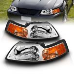 AmeriLite Crystal Headlights Amber For Ford Mustang - Passenger and Driver Side