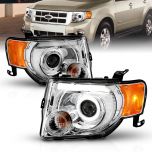 AmeriLite Chrome Projector Headlights For Ford Escape (Pair) High/Low Beam Bulb Included