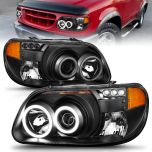 AmeriLite Black Projector Headlights CCFL Halo for Ford Explorer/Mountaineer - Passenger and Driver Side