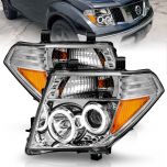 AmeriLite Chrome Projector Headlights Xtreme LED Halo for Nissan Frontier/Pathfinder - Passenger and Driver Side