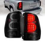 AmeriLite for 2002-2009 Chevy Trailblazer / EXT Smoke Black C-Type LED Tube Tail Lights Brake Lamps Pair - Driver and Passenger Side