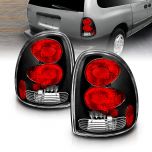 AmeriLite Black Euro Tail Lights For Dodge Caravan - Passenger and Driver Side