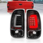 AmeriLite for 1997-2004 Dodge Dakota C-Type LED Black Tail Lights Brake Lamps Set - Passenger and Driver Side