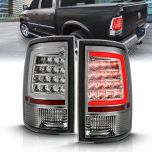 AmeriLite for 2009-2019 Dodge Ram 1500 / 10-19 Ram 2500 3500 Crystal Chrome C-Type LED Tube Replacement Tail Light Assembly Set - Not Compatible With Factory LED Version