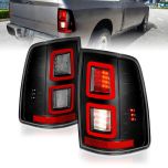 AmeriLite Clear Black [Full LED] Parking Light Bar Brake Reverse Tail Lights for 2009-2018 Dodge Ram 1500 2500 3500 Pair