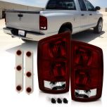 AmeriLite for 2002-2006 Dodge Ram Pickup Truck Dark Red Factory Style Replacement Taillights Set Circuit Board included - Driver and Passenger Side