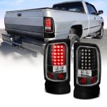 AmeriLite Black LED Brake Tail Lights Set For 94-01 Dodge Ram 1500 2500 3500 - Passenger and Driver Side