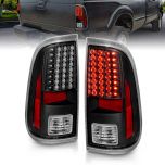 AmeriLite for 08-16 Ford F250 F350 F450 Super Duty Pickup Truck Black LED Replacement Brake Lamps Taillights Set - Passenger and Driver Side