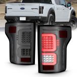 AmeriLite [Full LED] C-Type Light Bar Smoke Taillights Assembly Pair for 2015-2017 Ford F150 - Passenger and Driver Side