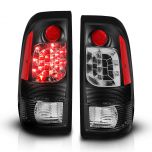 AmeriLite Black LED Replacement Tail Lights Set For 97-03 Ford F150 F250 - Passenger and Driver Side