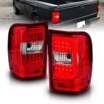 AmeriLite for 2001-2011 Ford Ranger C-Type LED Tube Ruby Red Replacement Brake Tail Lights - Passenger and Driver Side