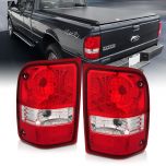 AmeriLite for 2001-2011 Ford Ranger Pickup Factory Style Crystal Red Replacement Tail Light Assembly Set - Passenger and Driver Side