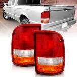 AmeriLite for 1993-1997 Ford Ranger Red Factory OE Style Replacement Taillight Brake Lamp Set - Passenger and Driver Side
