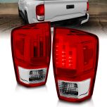 AmeriLite for 2016-2022 Toyota Tacoma Pickup Truck LED Tube Parking Lamp Clear Red Tail Lights Assembly - Driver and Passenger Side