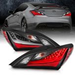 AmeriLite Smoke Black LED Bar Replacement Taillights Set for 2010-2016 Hyundai Genesis Coupe - Passenger and Driver Side