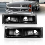 AmeriLite Replacement Parking Turn Signal Lights Black Pair For 88-98 Chevy Full Size - Passenger and Driver Side