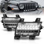 AmeriLite for 2018-2020 Jeep Wrangler JL Sport Model [Full LED DRL] Sequential Bumper Parking Lamp Turn Signal Lights Set - Passenger and Driver Side