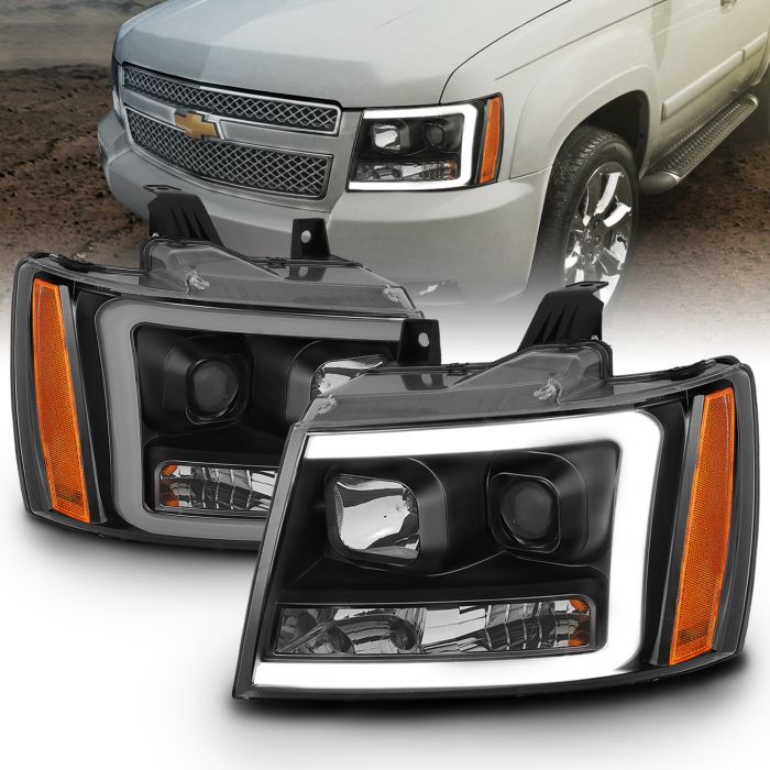 For 2007-2013 Avalanche Suburban Tahoe LED Black Halo Projector Headlights Lamps 