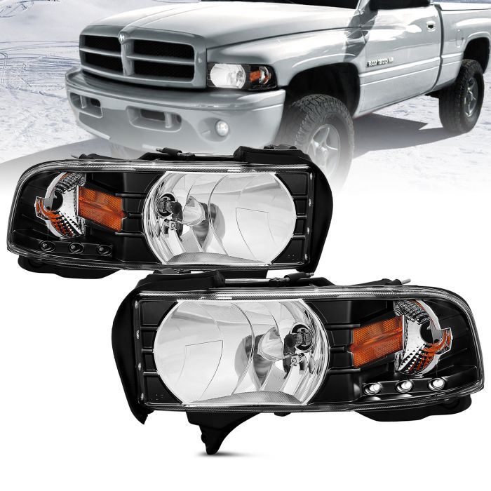 Passenger Side Pair Set For Dodge Ram Pickup 1500 2500 3500 Headlights w/Corner Replacement Driver