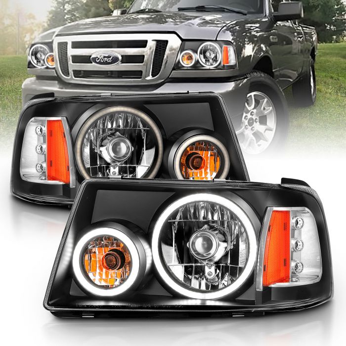 Passenger and Driver Side AmeriLite Black LED Replacement Brake Tail Lights for 2001-2011 Ford Ranger 