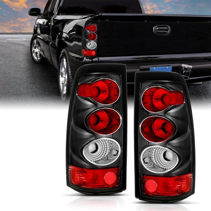Passenger and Driver Side AmeriLite Red/Clear LED Replacement Brake Tail Lights Set for 03-06 Chevy Silverado 